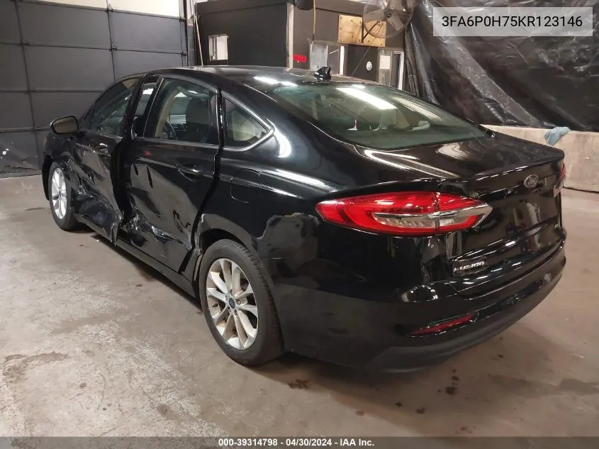 2019 Ford Fusion Se VIN: 3FA6P0H75KR123146 Lot: 39314798