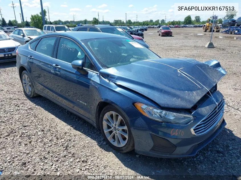 2019 Ford Fusion Hybrid Se VIN: 3FA6P0LUXKR167513 Lot: 39376610