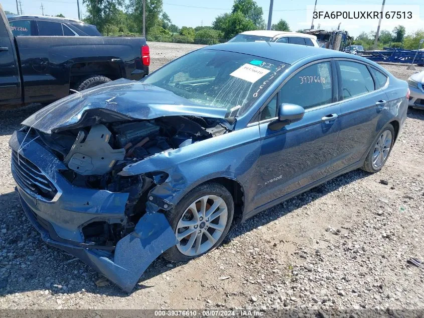 2019 Ford Fusion Hybrid Se VIN: 3FA6P0LUXKR167513 Lot: 39376610