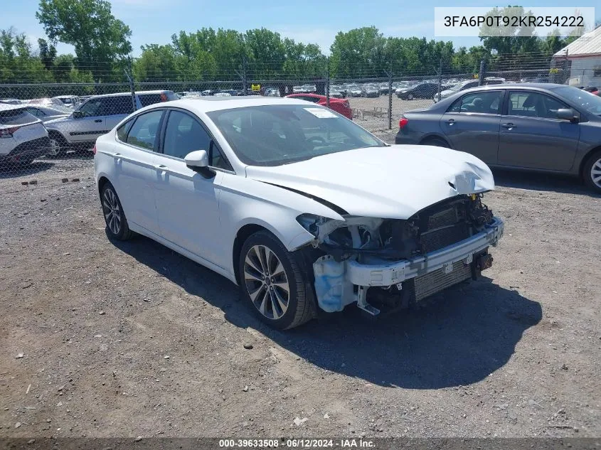 2019 Ford Fusion Se VIN: 3FA6P0T92KR254222 Lot: 39633508