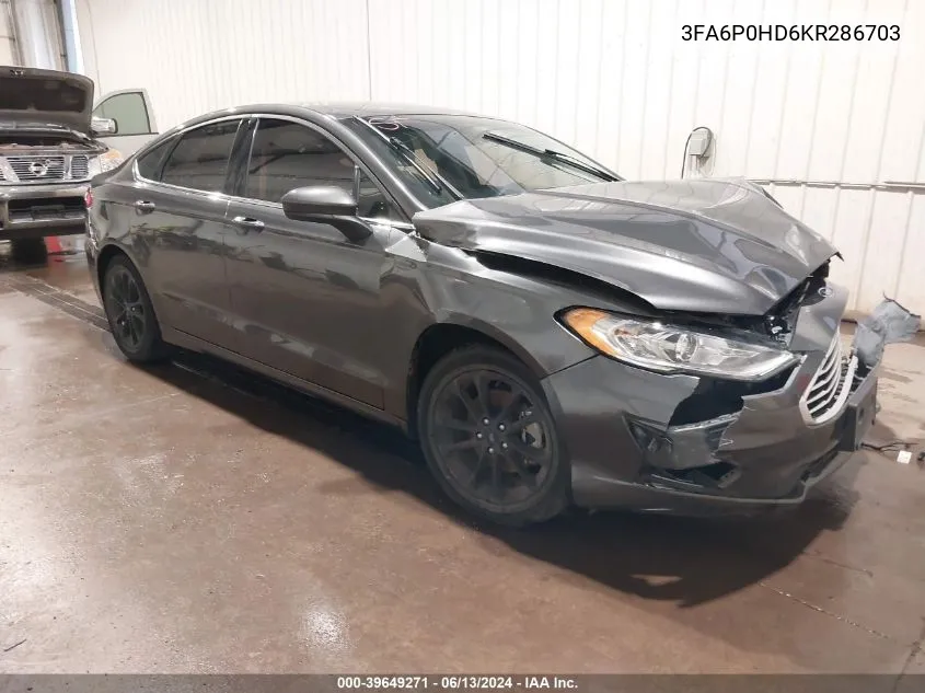 2019 Ford Fusion Se VIN: 3FA6P0HD6KR286703 Lot: 39649271