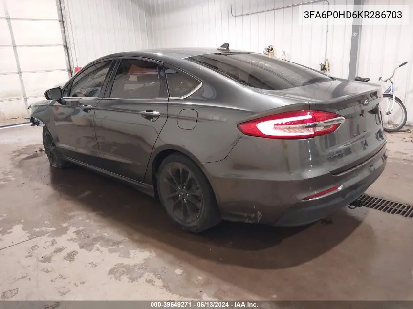 2019 Ford Fusion Se VIN: 3FA6P0HD6KR286703 Lot: 39649271