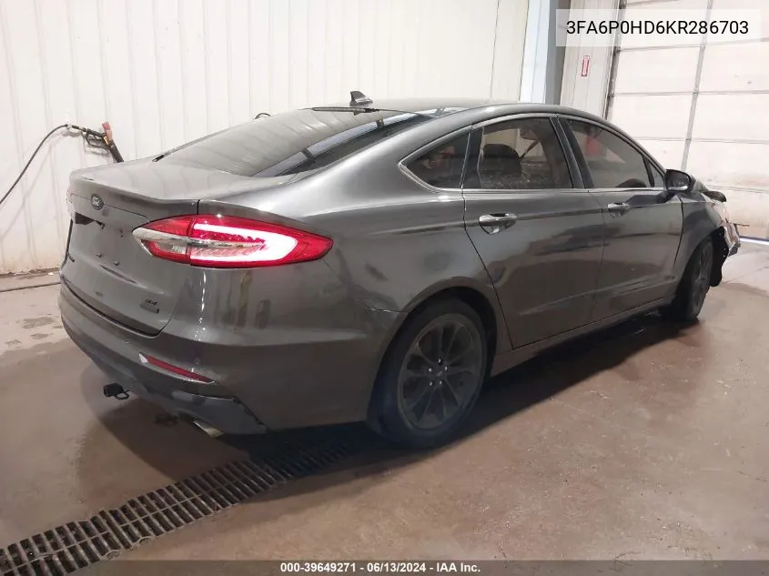 2019 Ford Fusion Se VIN: 3FA6P0HD6KR286703 Lot: 39649271