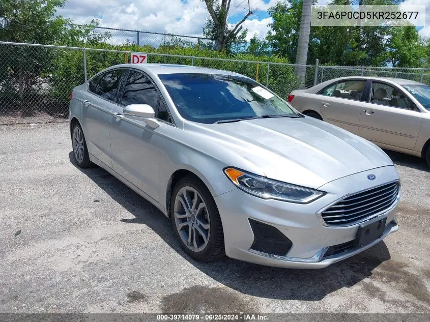 2019 Ford Fusion Sel VIN: 3FA6P0CD5KR252677 Lot: 39714079