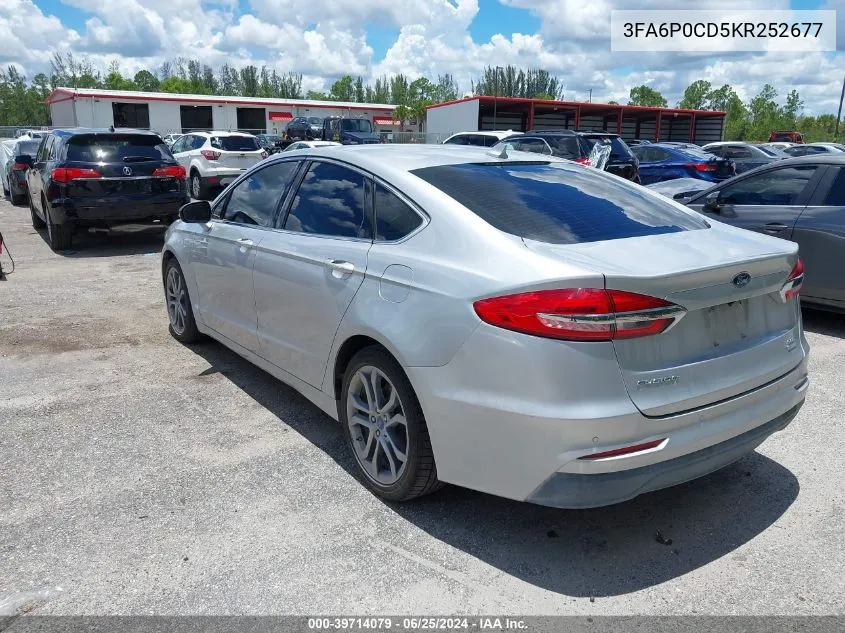 2019 Ford Fusion Sel VIN: 3FA6P0CD5KR252677 Lot: 39714079