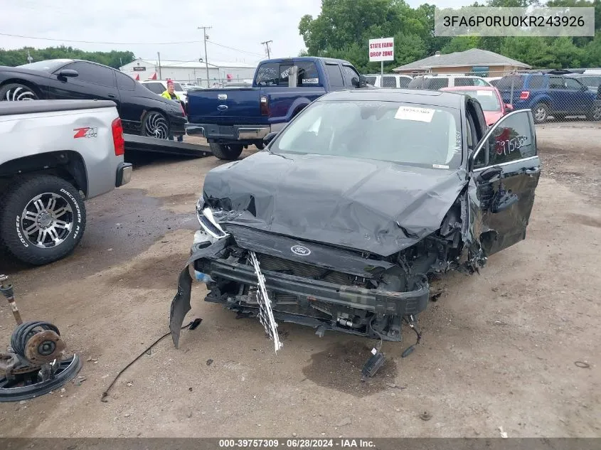 2019 Ford Fusion Hybrid Titanium VIN: 3FA6P0RU0KR243926 Lot: 39757309