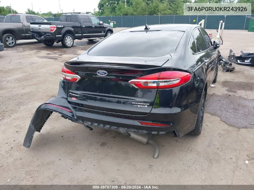 3FA6P0RU0KR243926 2019 Ford Fusion Hybrid Titanium