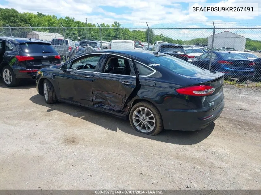 2019 Ford Fusion Energi Titanium VIN: 3FA6P0SU9KR267491 Lot: 39772740