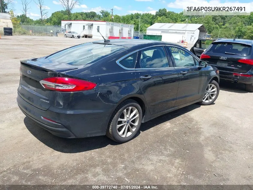 2019 Ford Fusion Energi Titanium VIN: 3FA6P0SU9KR267491 Lot: 39772740