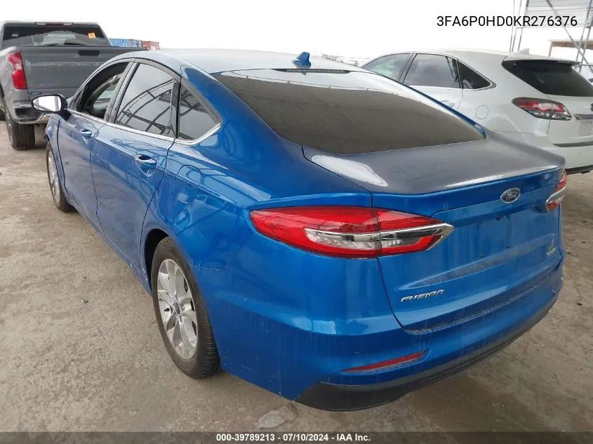 3FA6P0HD0KR276376 2019 Ford Fusion Se