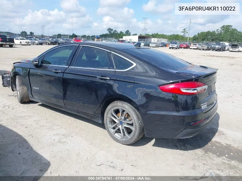 3FA6P0RU4KR110022 2019 Ford Fusion Hybrid Titanium