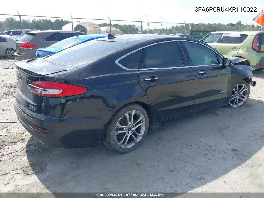 3FA6P0RU4KR110022 2019 Ford Fusion Hybrid Titanium