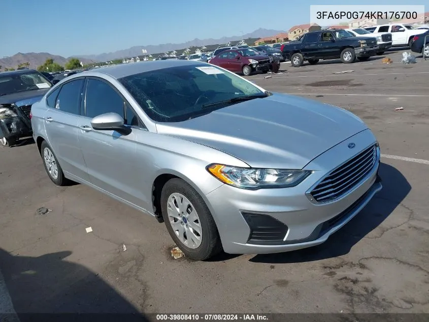 2019 Ford Fusion S VIN: 3FA6P0G74KR176700 Lot: 39808410