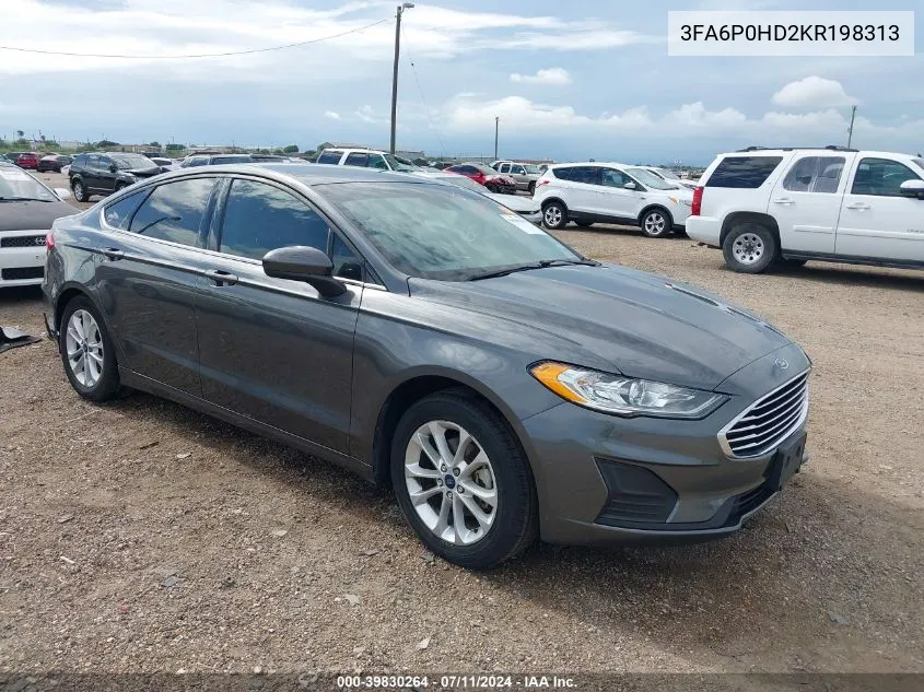 2019 Ford Fusion Se VIN: 3FA6P0HD2KR198313 Lot: 39830264