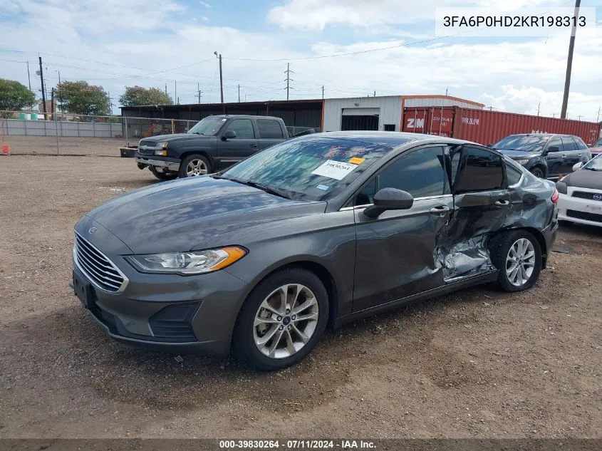 2019 Ford Fusion Se VIN: 3FA6P0HD2KR198313 Lot: 39830264