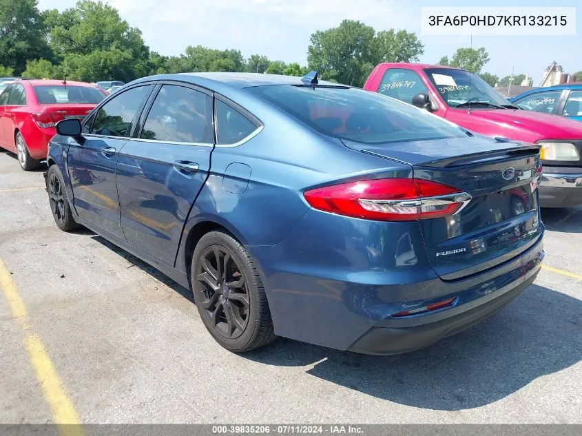 2019 Ford Fusion Se VIN: 3FA6P0HD7KR133215 Lot: 39835206