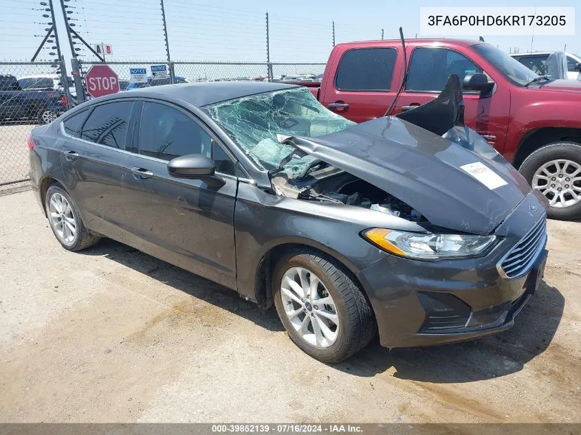 2019 Ford Fusion Se VIN: 3FA6P0HD6KR173205 Lot: 39852139