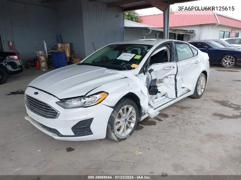 2019 Ford Fusion Hybrid Se VIN: 3FA6P0LU6KR125615 Lot: 39869044