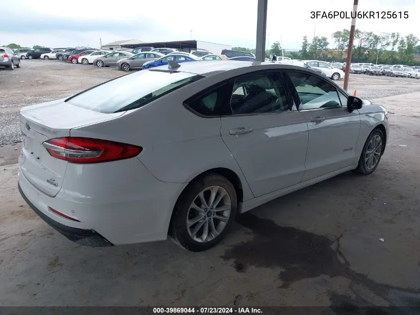 3FA6P0LU6KR125615 2019 Ford Fusion Hybrid Se