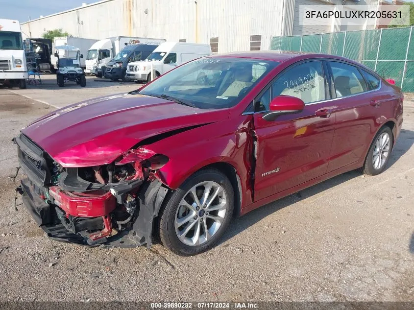 2019 Ford Fusion Hybrid Se VIN: 3FA6P0LUXKR205631 Lot: 39890282