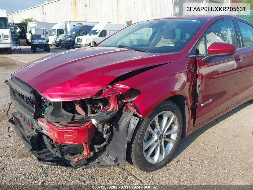 2019 Ford Fusion Hybrid Se VIN: 3FA6P0LUXKR205631 Lot: 39890282