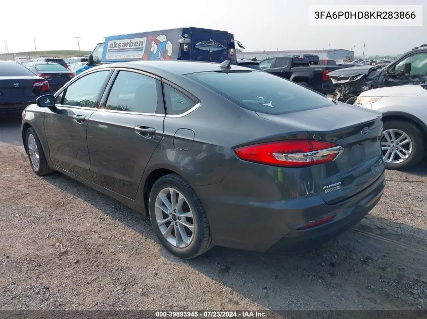 2019 Ford Fusion Se VIN: 3FA6P0HD8KR283866 Lot: 39893945