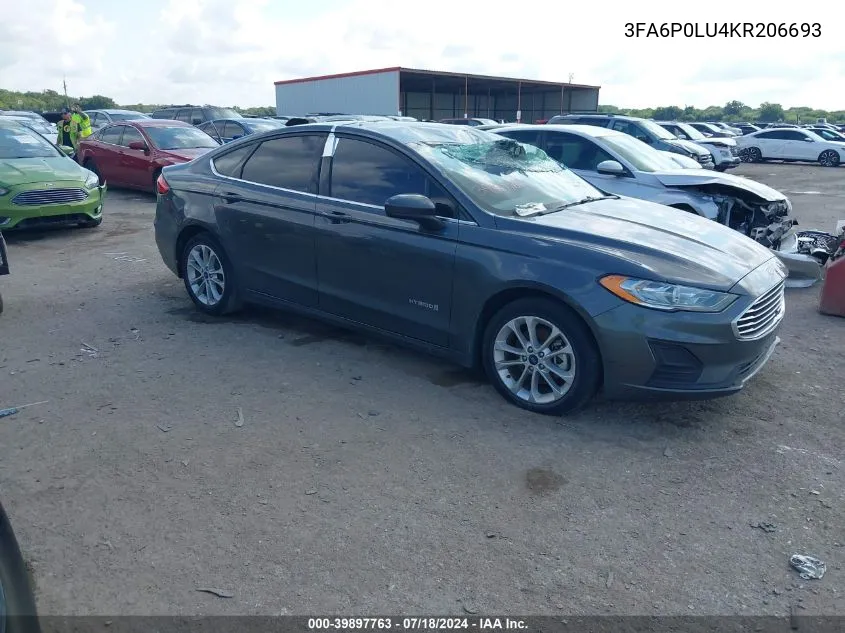 3FA6P0LU4KR206693 2019 Ford Fusion Hybrid Se