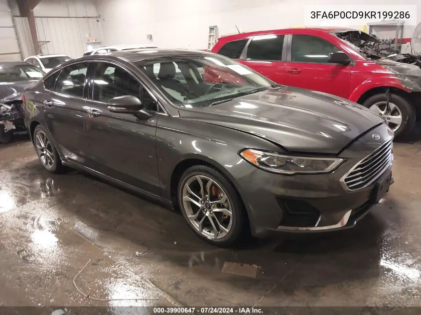 2019 Ford Fusion Sel VIN: 3FA6P0CD9KR199286 Lot: 39900647