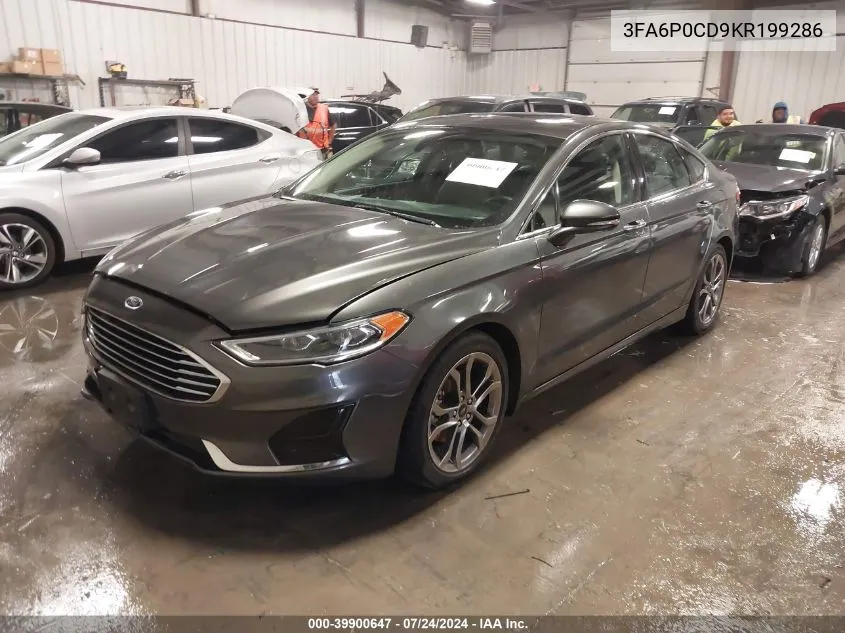 2019 Ford Fusion Sel VIN: 3FA6P0CD9KR199286 Lot: 39900647