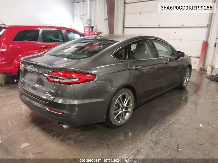 2019 Ford Fusion Sel VIN: 3FA6P0CD9KR199286 Lot: 39900647