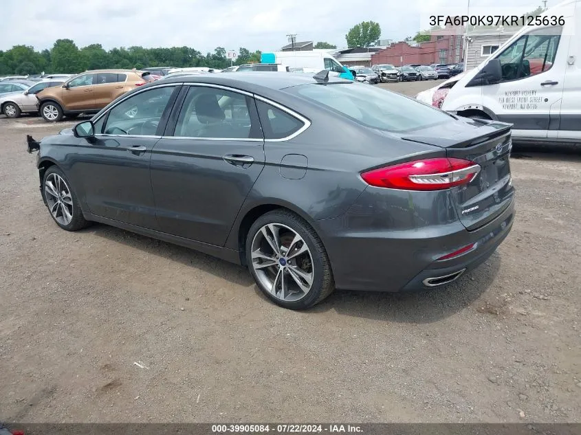 2019 Ford Fusion Titanium VIN: 3FA6P0K97KR125636 Lot: 39905084