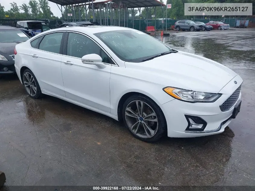 2019 Ford Fusion Titanium VIN: 3FA6P0K96KR265127 Lot: 39922168