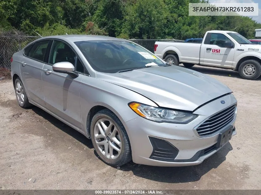 2019 Ford Fusion Se VIN: 3FA6P0H73KR261283 Lot: 39923574