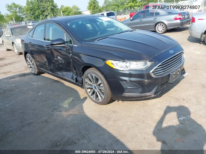 2019 Ford Fusion Se VIN: 3FA6P0T99KR274807 Lot: 39924893