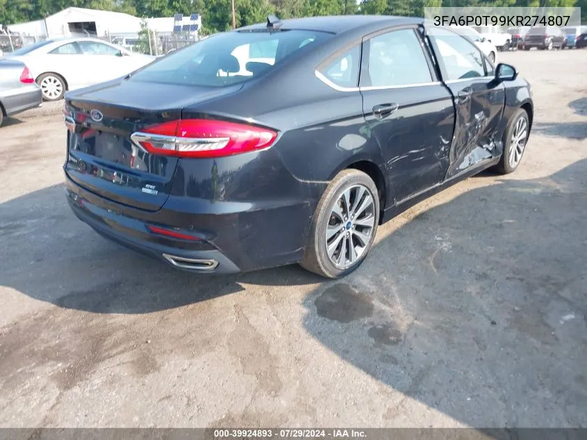 3FA6P0T99KR274807 2019 Ford Fusion Se