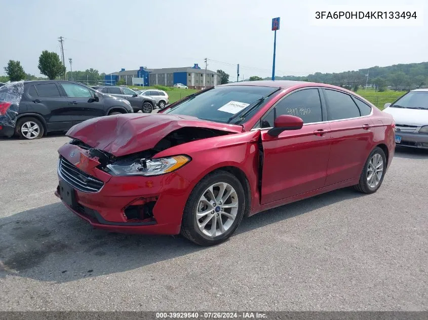 3FA6P0HD4KR133494 2019 Ford Fusion Se