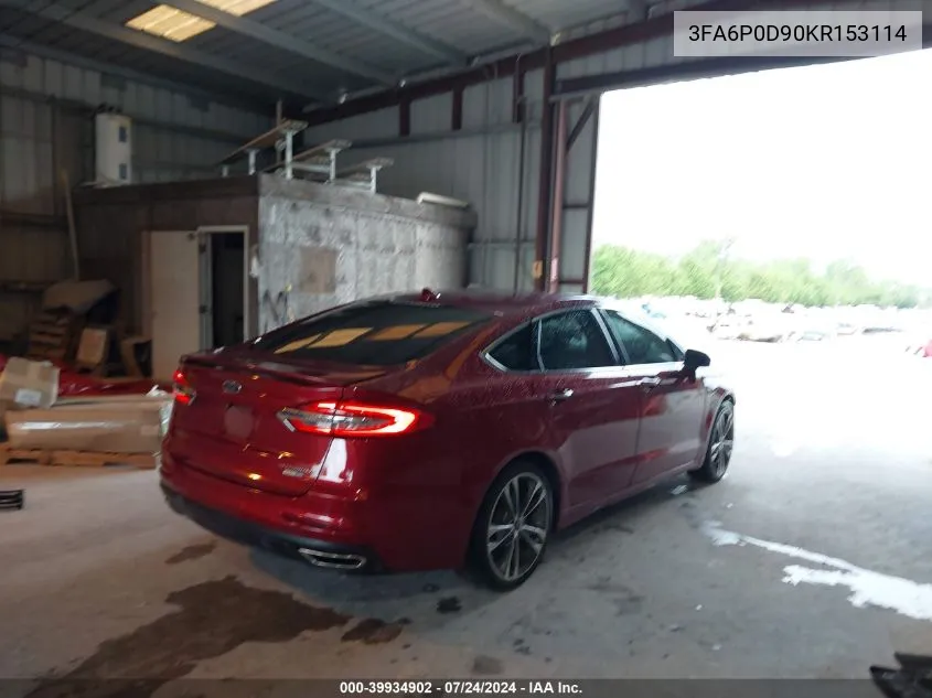 2019 Ford Fusion Titanium VIN: 3FA6P0D90KR153114 Lot: 39934902