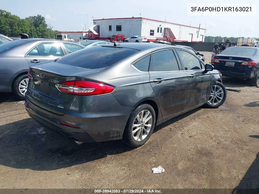 2019 Ford Fusion Se VIN: 3FA6P0HD1KR163021 Lot: 39942083