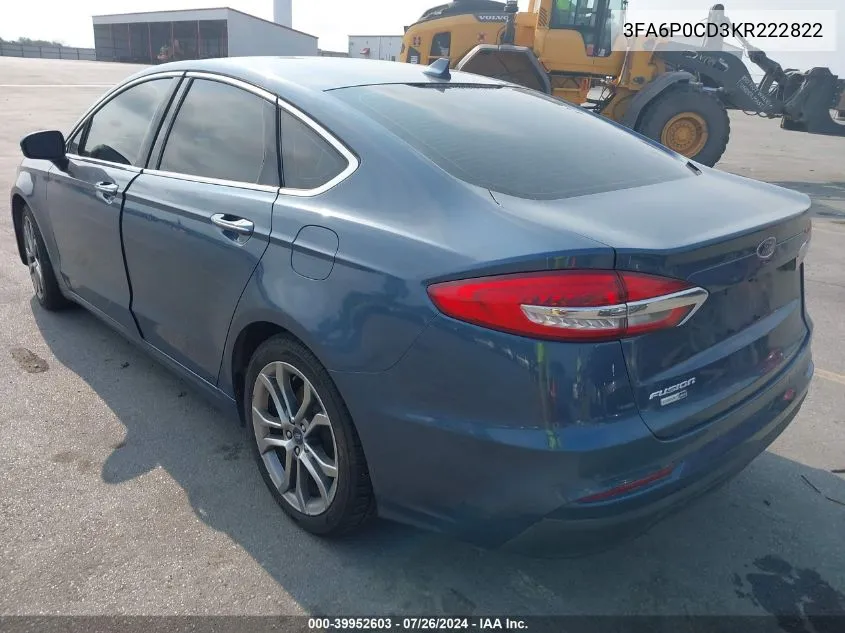 3FA6P0CD3KR222822 2019 Ford Fusion Sel