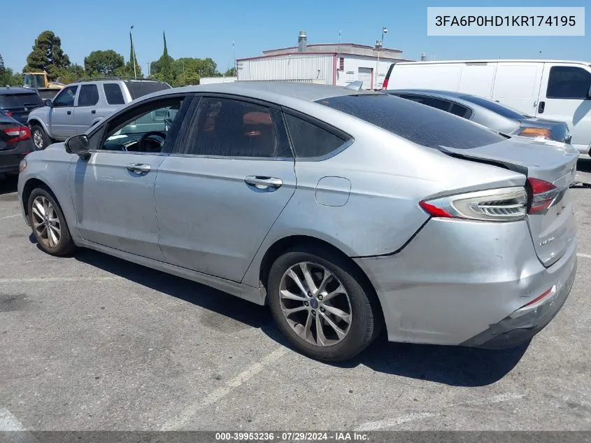 3FA6P0HD1KR174195 2019 Ford Fusion Se