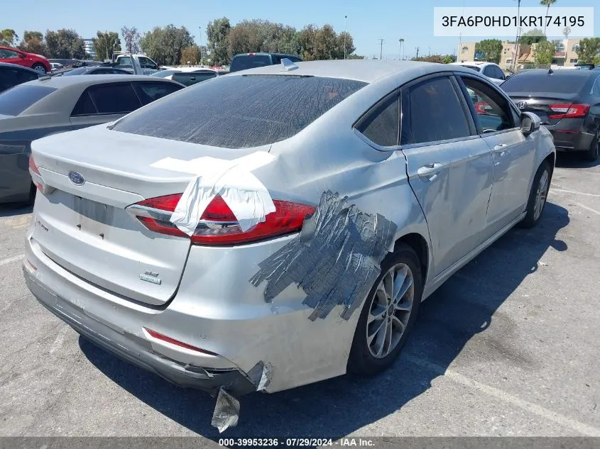 3FA6P0HD1KR174195 2019 Ford Fusion Se