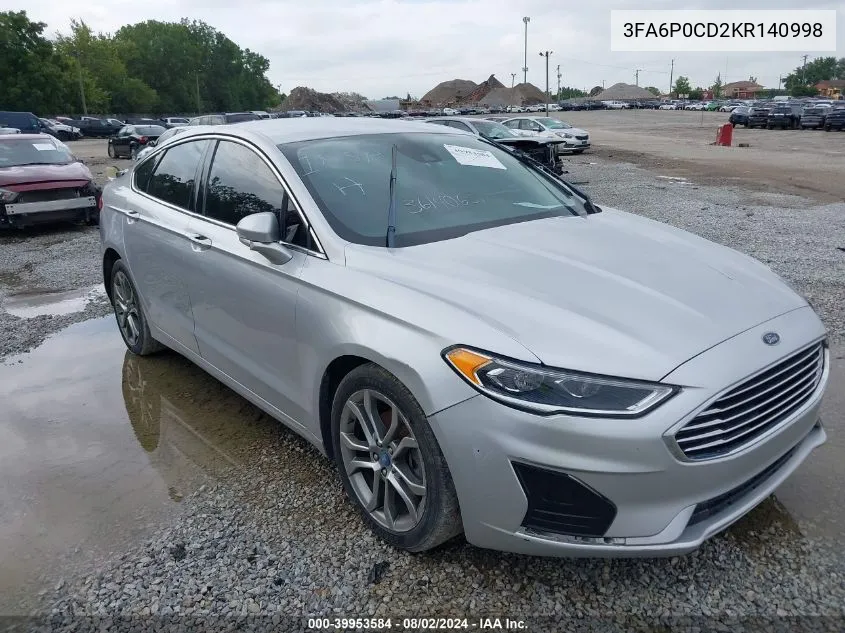 3FA6P0CD2KR140998 2019 Ford Fusion Sel