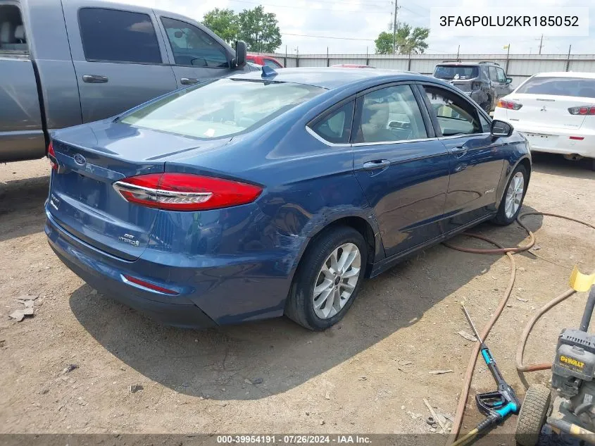 2019 Ford Fusion Hybrid Se VIN: 3FA6P0LU2KR185052 Lot: 39954191