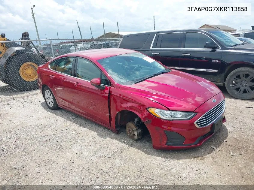 3FA6P0G7XKR113858 2019 Ford Fusion S