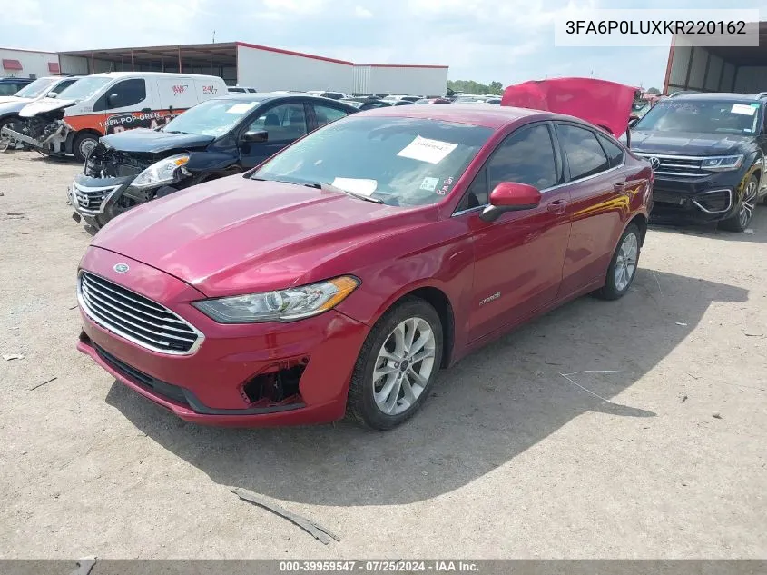 2019 Ford Fusion Hybrid Se VIN: 3FA6P0LUXKR220162 Lot: 39959547