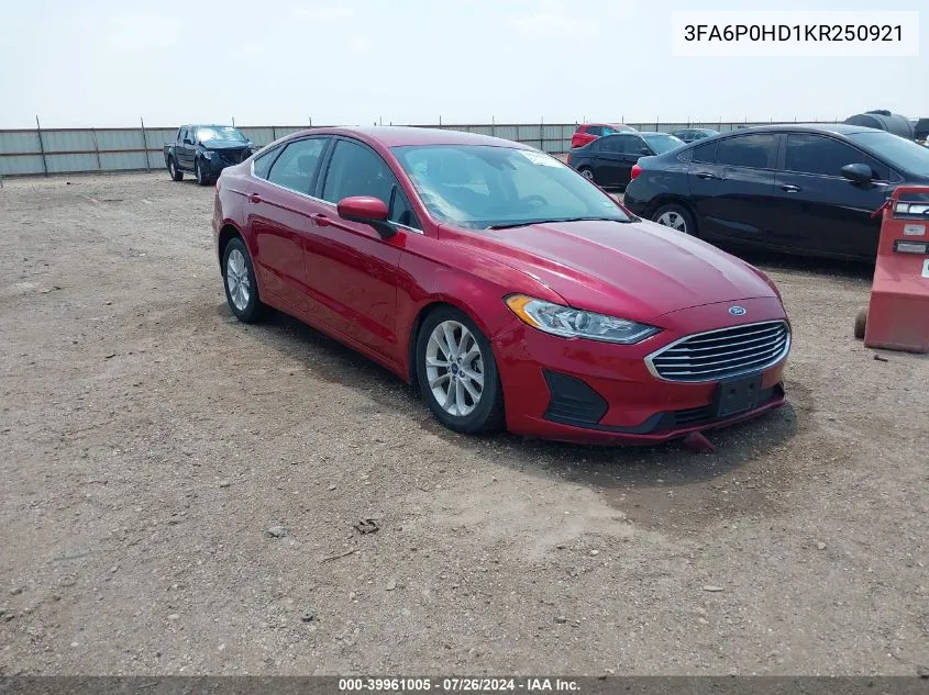 3FA6P0HD1KR250921 2019 Ford Fusion Se