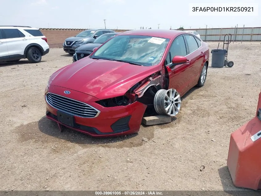 3FA6P0HD1KR250921 2019 Ford Fusion Se