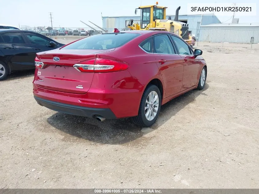 3FA6P0HD1KR250921 2019 Ford Fusion Se