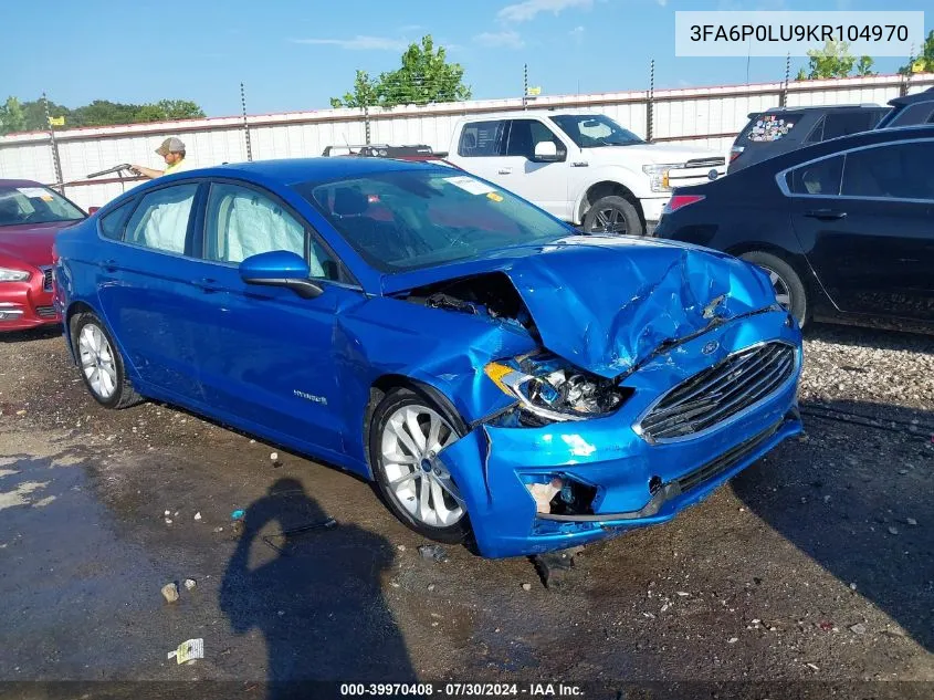 3FA6P0LU9KR104970 2019 Ford Fusion Hybrid Se