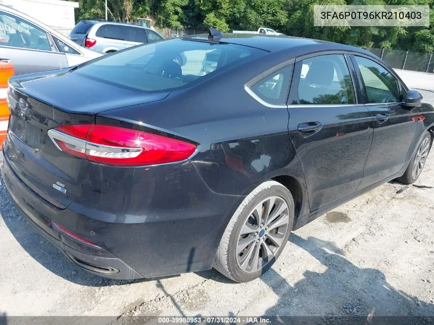 2019 Ford Fusion Se VIN: 3FA6P0T96KR210403 Lot: 39980953